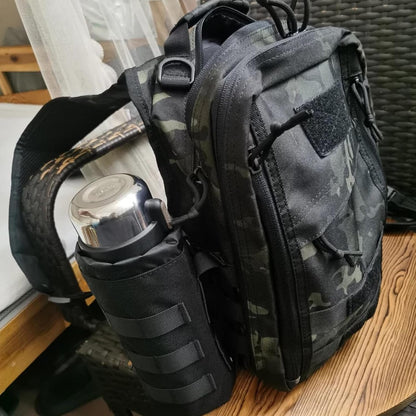 Azarxis Water Bottles Pouch Bag Tactical Molle Military Drawstring Water Bottle Holder Mesh Hydration Carrier Attachment Travel Outdoor Sports Gear