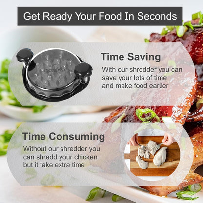 Premium Chicken Shredder – Effortless Shredding Tool for Tender, Shredded Chicken, Pulled Pork, Meat, and More – Easy-to-Use Manual Shredder for Fast Meal Prep, Black