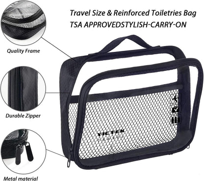 Travel Bottles Containers, TSA Approved Travel Size Toiletry Bottles Set with Toiletry Bag with Leak-Proof Travel Accessories for Liquids,Carry-On Luggage for Women/Men Clear+2oz
