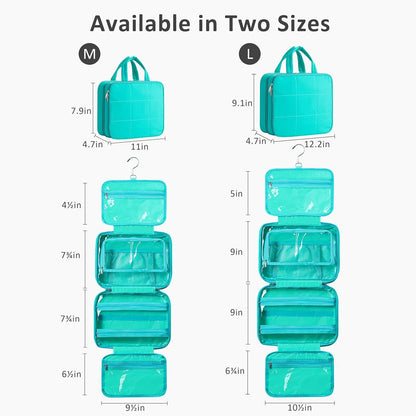 HBlife Travel Toiletry Bag with Jewelry Organizer for Women, Puffy Hanging Travel Bag for Toiletries with Trolley Belt, Waterproof Makeup Cosmetic Bag Organizer, Travel Accessories Essentials(Teal, M)