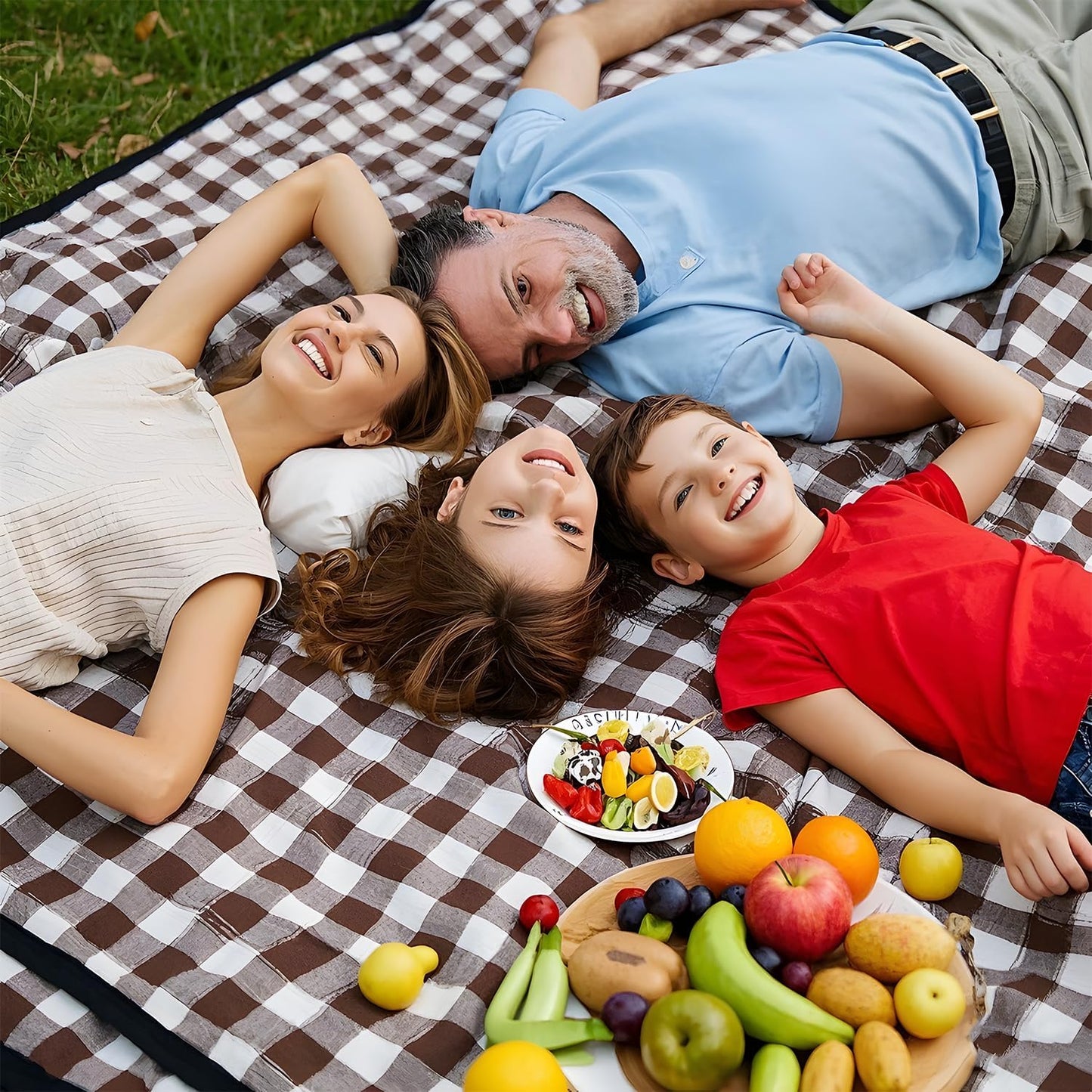 Oversized Waterproof Outdoor Picnic Blanket - Durable Oxford Fabric, sandproof, Easy to Clean, Lightweight and Portable, Suitable for Beaches, Parks, Camping and Family outings (Coffee White)