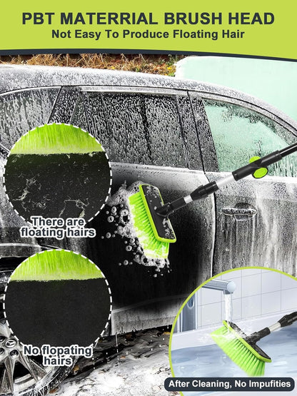 PBT 180° Rotating Car Wash Brush Long Handle Car Cleaning Brush Less Likely to Produce Floating Hair Suitable Snow Removal Cleaning SUV Truck Motorhome Indoor and Outdoor