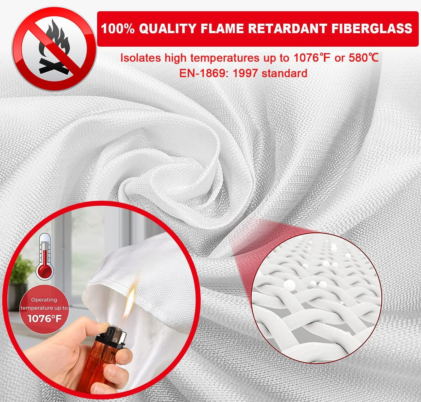 Wucgea Fire Blanket for Home and Kitchen - 6 Pack Fiberglass Reusable Fire Blankets Suppression Emergency for School Fireplace Grill Car Office Garage Welding Warehouse Safety 3.3ft x 3.3ft