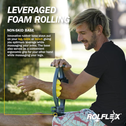 Rolflex Pro W/Dual Stability Rollers (DSR) - Best Myofascial & Trigger Point Full Body Tool - Foam Roll Over 95% of Your Body with Leverage Instead of Gravity