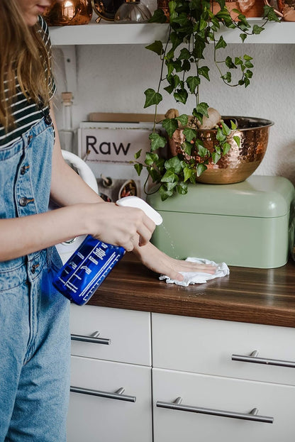 New Recipes 16 oz. Blue Glass Spray Bottle for DIY Cleaning with Essential Oils; 5 Non-Toxic, All-Natural Homemade Cleaning Recipes Printed Right on The Side. Durability Guaranteed. Made in USA.
