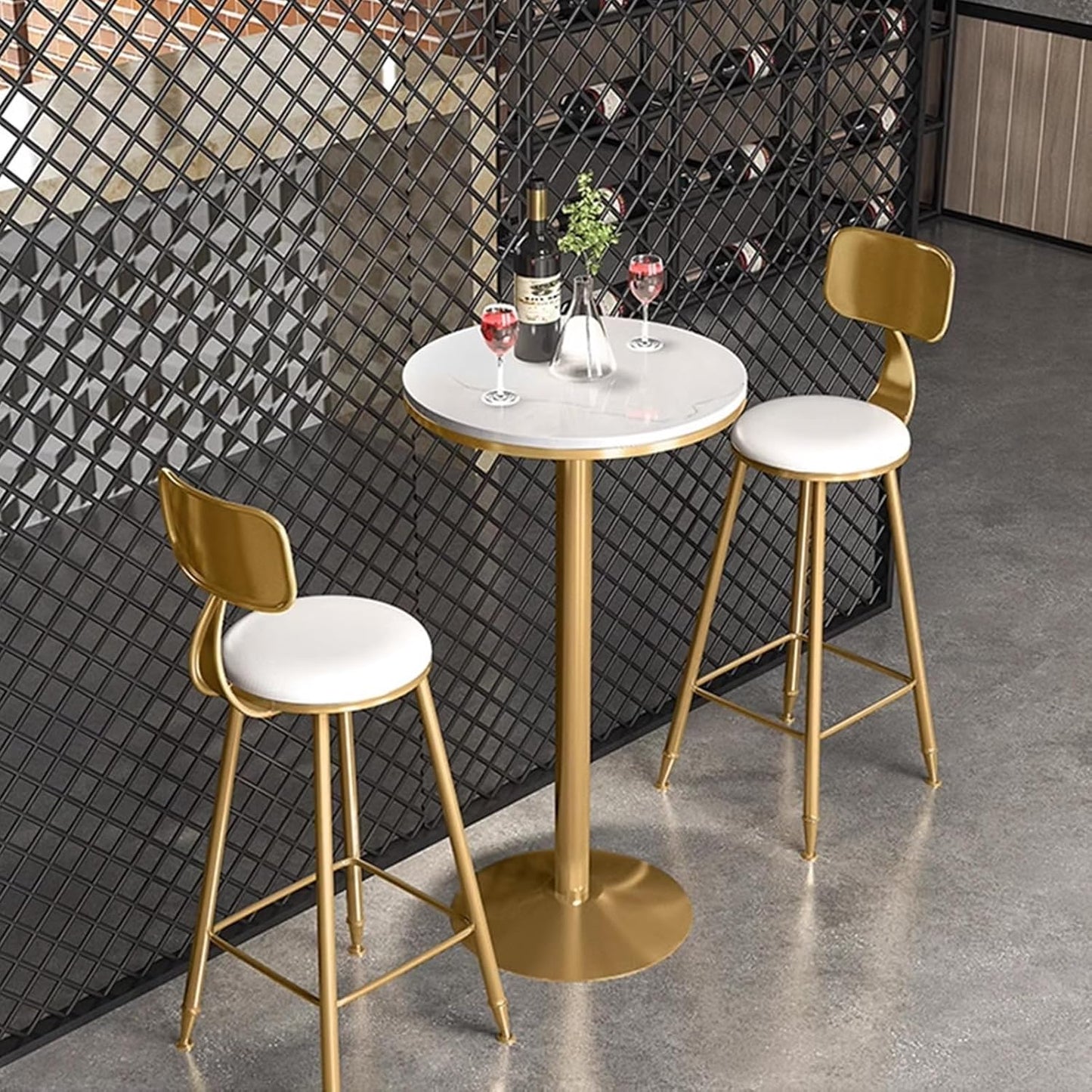 TWHZSAI Round Height Bar Pub Table/with Marble Tabletop And Gold Metal Sturdy Base Indoor-Outdoor Bar Bistro Height Table/Small Breakfast Bar Tall Tables for Kitchen,Dining Room,Living Room(Size:5