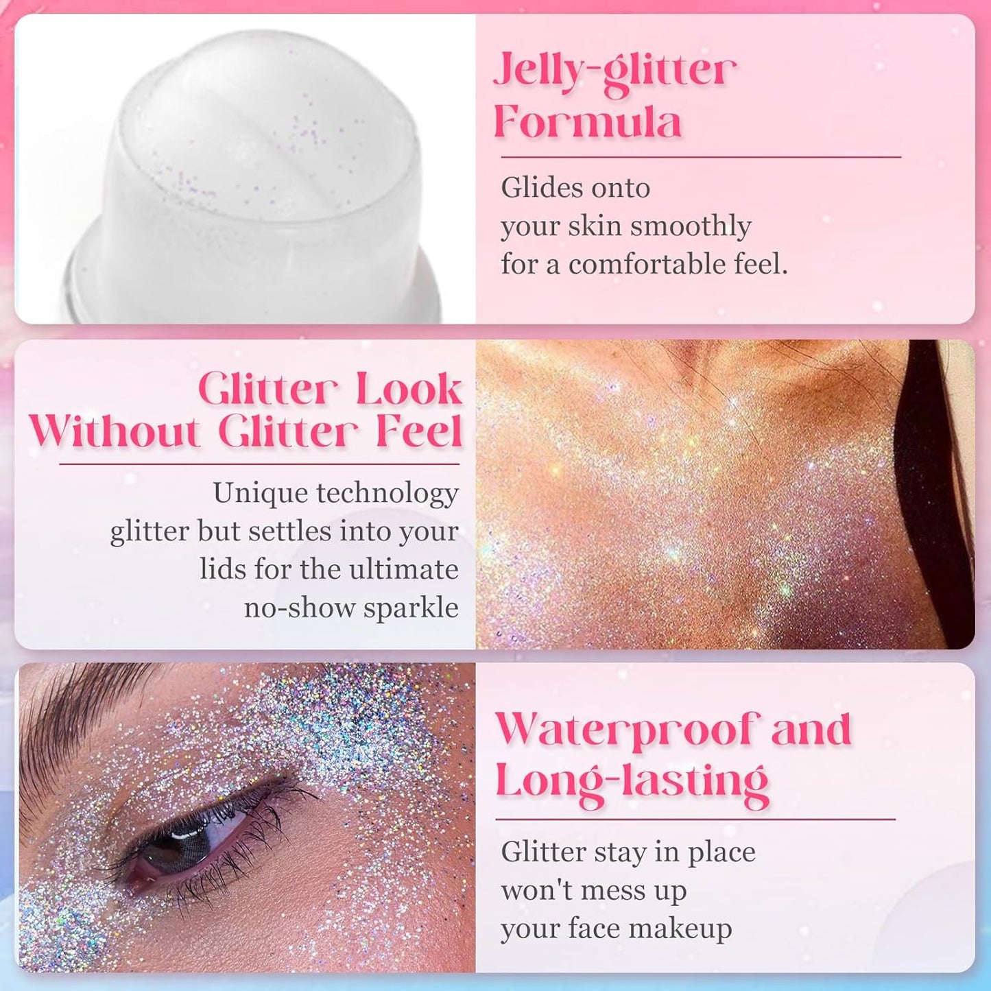 Roll-on Body Glitter Gel, Body Glitter Stick, Body Glitter, Rave Accessories for Face Body Hair, Shimmer Makeup for Halloween Festival Rave Party