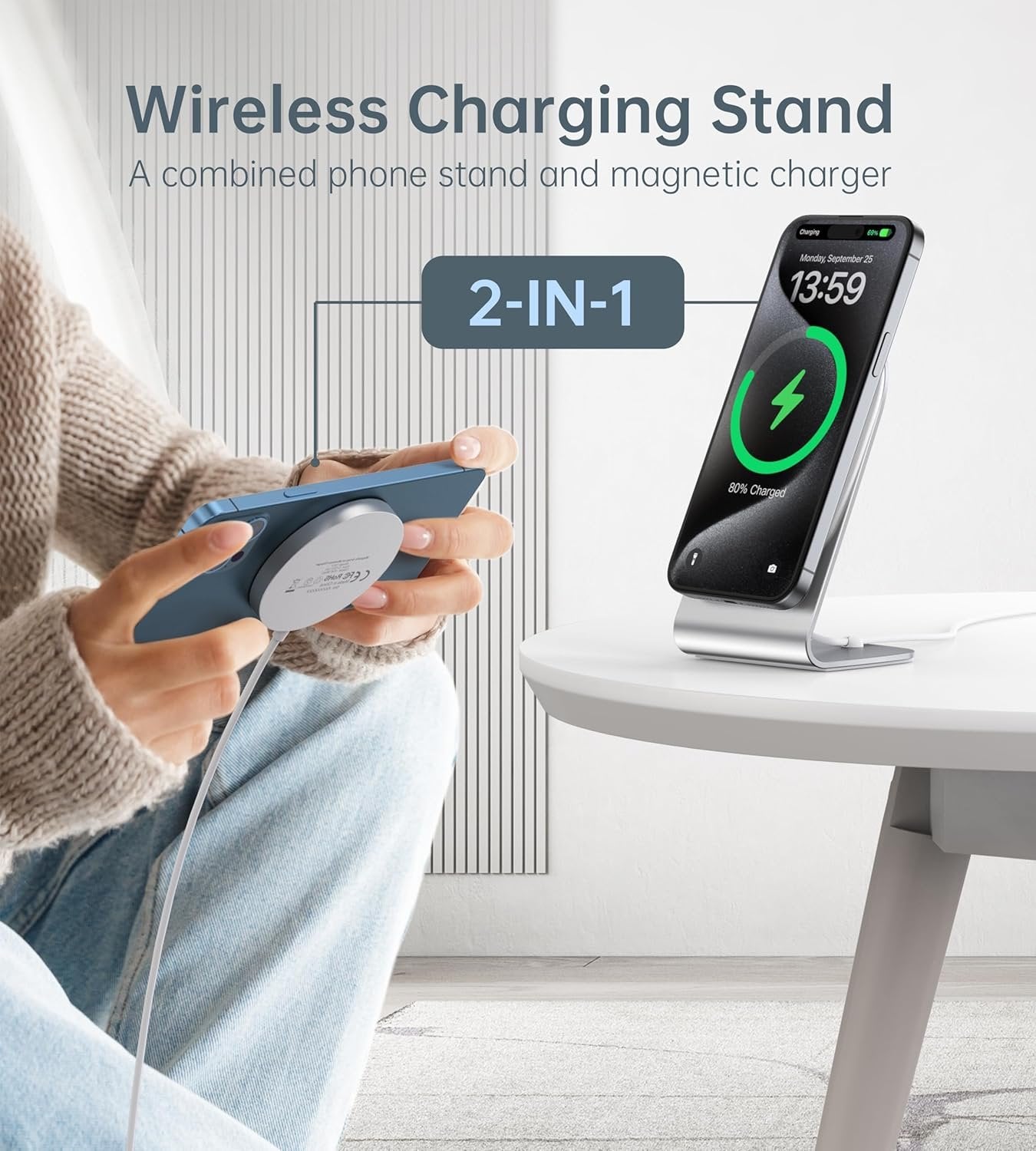 Magnetic Wireless Charger for iPhone 16/15/14/13/12 - Mag Charger+20W USB C Adapter, Fast Wireless Charging Stand/Pad with 5ft USB-C Cable for iPhone 16/15/14/13/12 Pro Max Plus Mini,Mag-Safe Charger