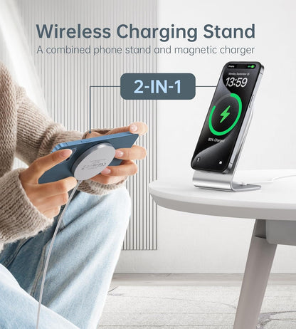 Magnetic Wireless Charger for iPhone 16/15/14/13/12 - Mag Charger+20W USB C Adapter, Fast Wireless Charging Stand/Pad with 5ft USB-C Cable for iPhone 16/15/14/13/12 Pro Max Plus Mini,Mag-Safe Charger