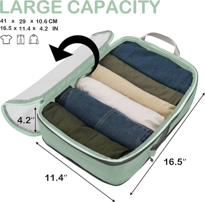 Cipway Suitcase Organizer, Compression Packing Cubes, Mesh Design, Space Saving Travel Bags Set Vacuum Bags Travel Clothes for Backpacks or Hand Luggage (Sage Green, 2 Pieces)