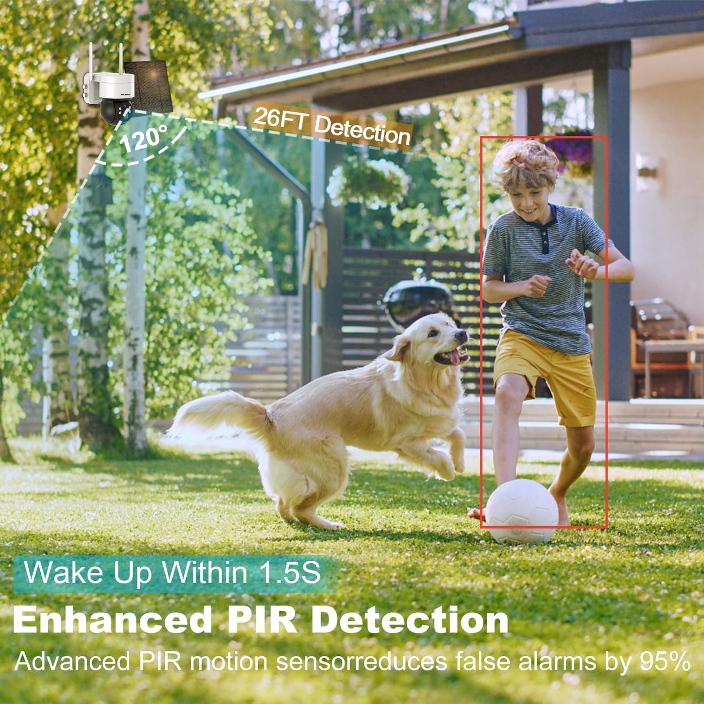 GENBOLT 2K Solar Security Camera Outdoor Wireless, WiFi Home Surveillance CCTV Camera Systems, Battery Powered PTZ IP Camera with PIR Detection, Color Night Vision, Two Way Audio