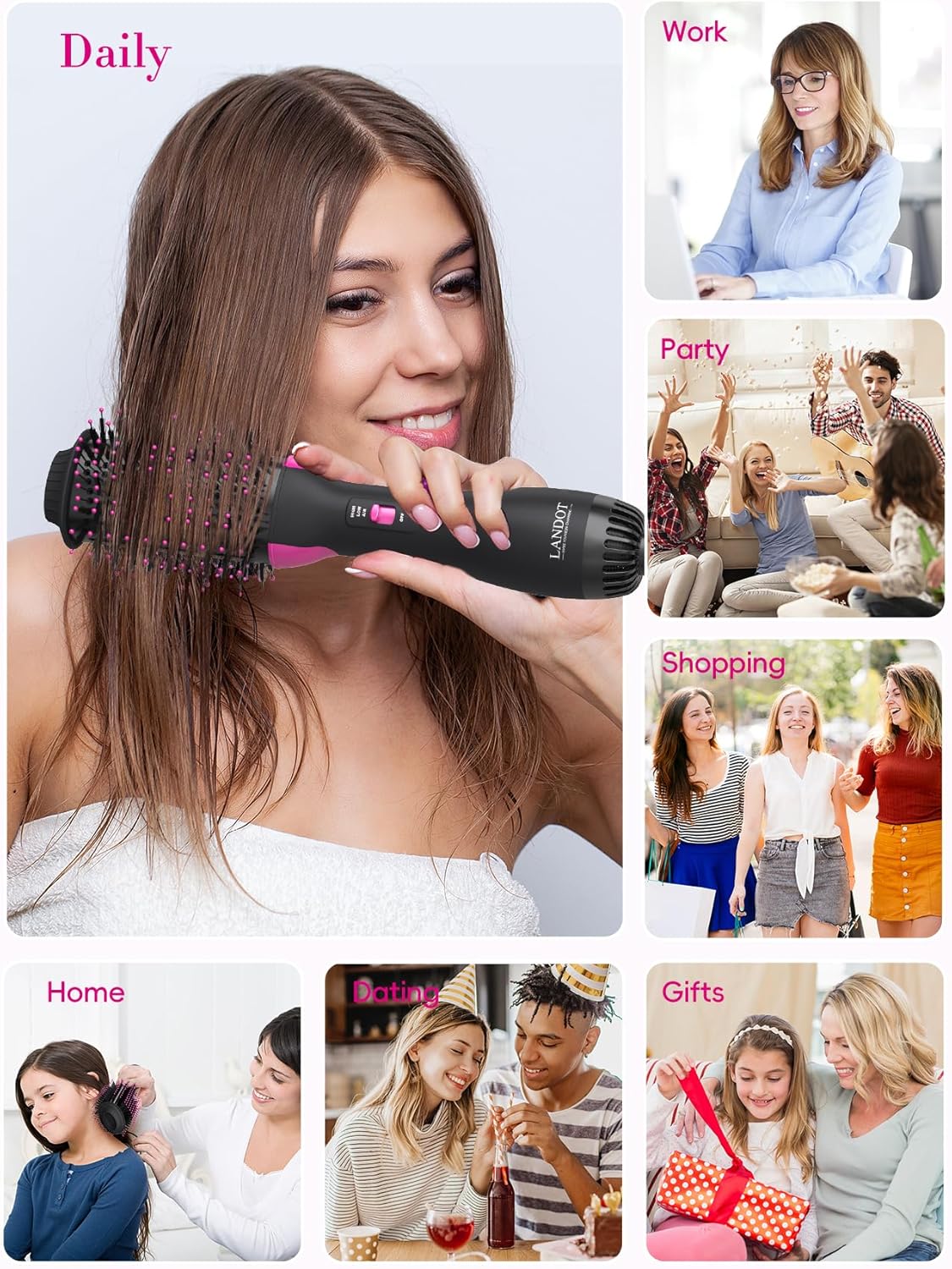 One-Step Hot Air Blow Hair Dryer Brush - 2.4 Inch HairDryer Styler and Volumizer for All Hair Types - Professional Blowout Style and Dry Quickly for Smooth, Frizz-Free Results