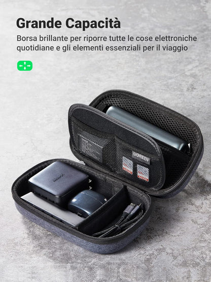 UGREEN Cable Organizer, Bag Accessories Electronic Cable Travel Shockproof Waterproof USB Case for Power Bank Hard Disk Phone Passport MP3 Airpods Charger, blue, Case