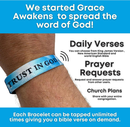 Grace Awakens NFC Bible Verse Bracelets â€“ 3 pack Christian Faith Bands â€“ Tap for Daily Scripture, Devotionals & Prayer â€“ Spiritual Gifts for Men, Women, Teens â€“ No App Required