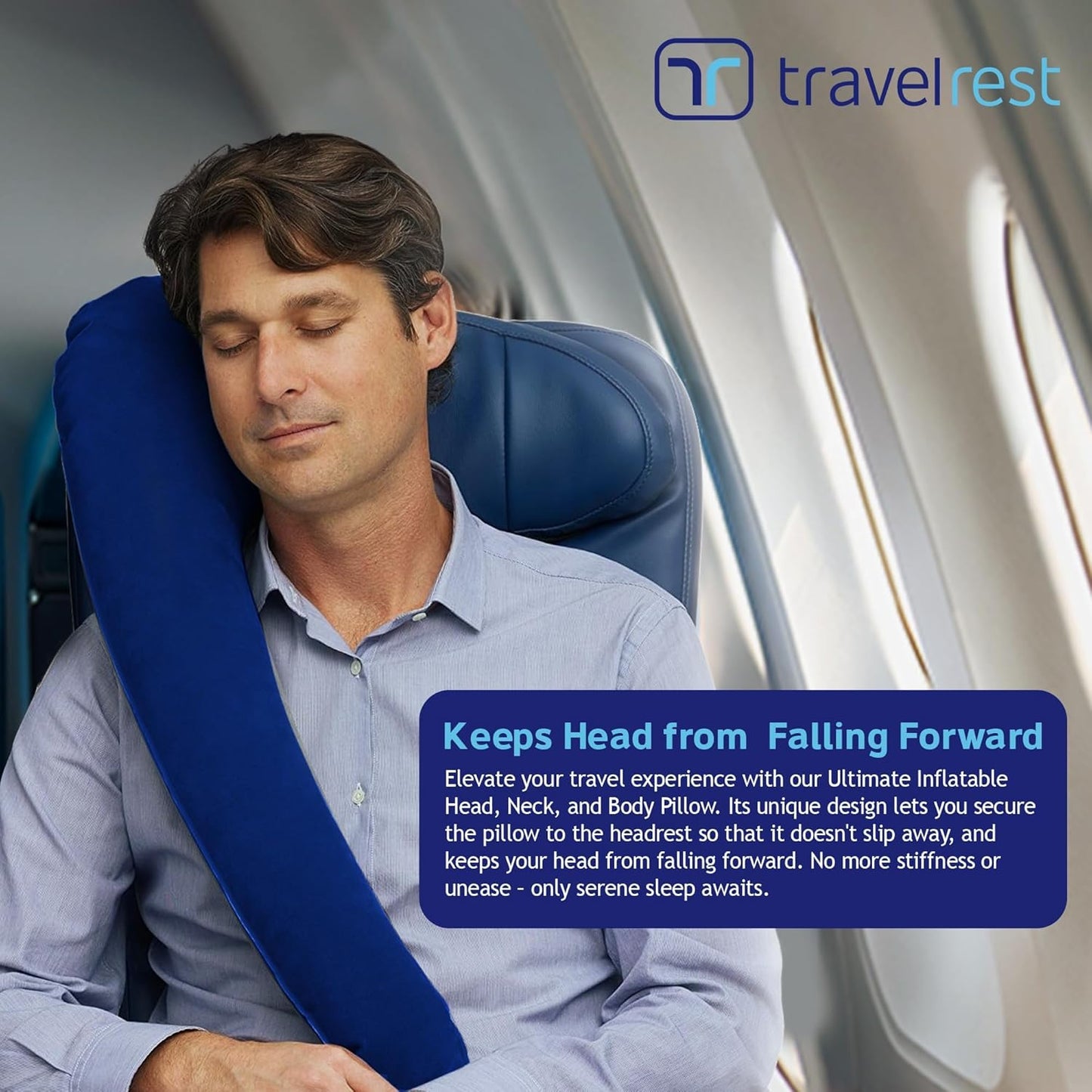 Travelrest Ultimate Travel Pillow & Neck Pillow - Straps to Airplane Seat & Car - Best Accessory for Plane, Auto, Bus, Train, Office Napping, Camping, Wheelchairs (Rolls Up Small) (2-Year Warranty)
