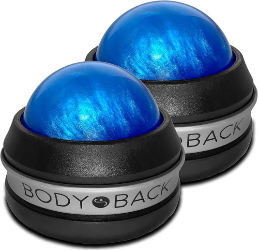 Body Back Manual Massage Roller Ball, Relax & Recover, Self-Care Massager, Athletes & Fitness, Back Massage Tool, Self-Massage Ball for Sore Muscle & Joint Pain, 2- Pack (Blue)