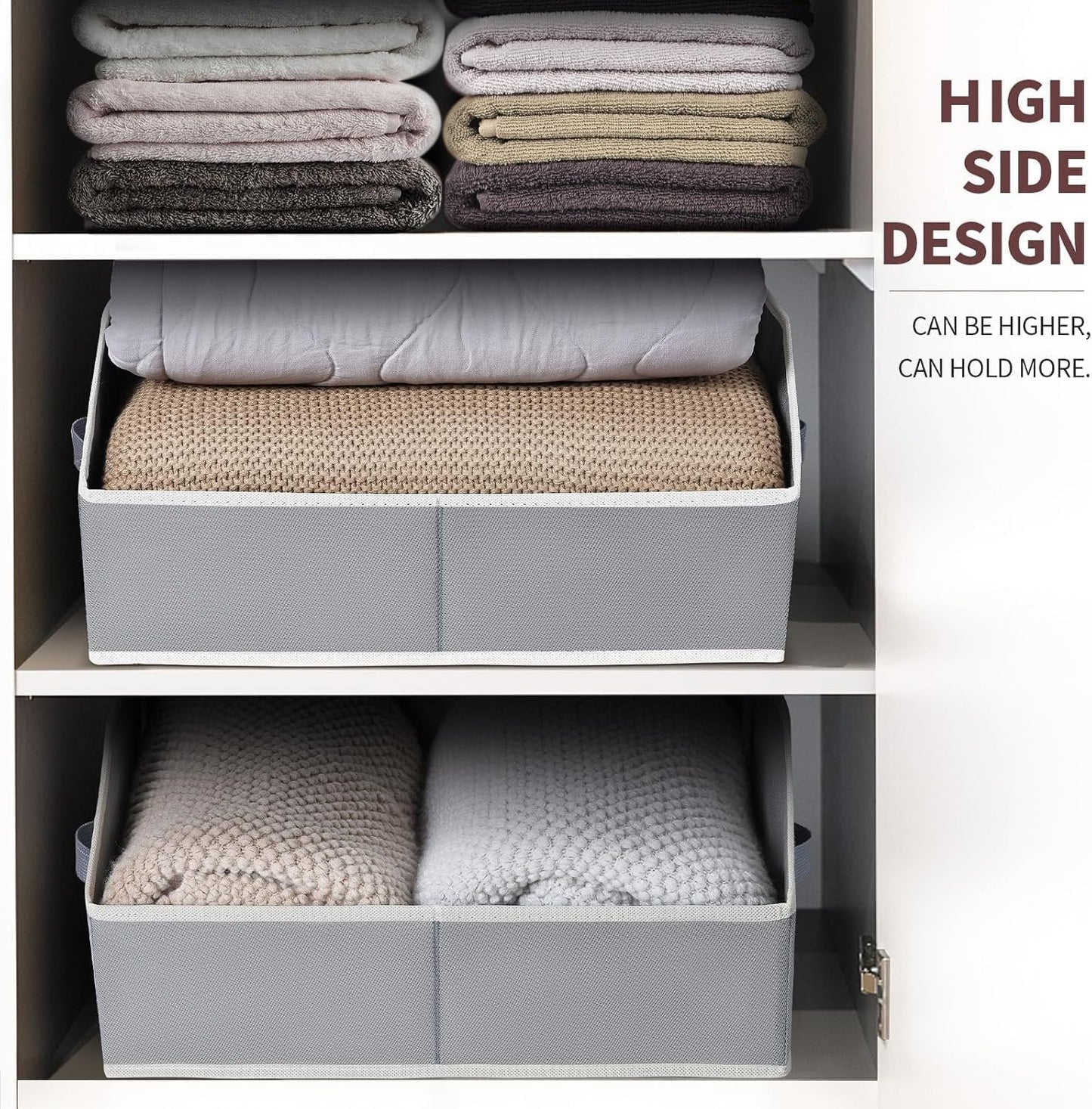 DIMJ Closet Storage Bins - 6 Pack Foldable Storage Basket Box Fabric Storage Cubes Storage Organization Trapezoid Storage Bin (Light Grey)