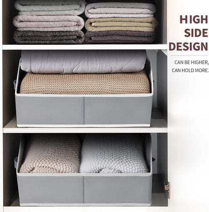 DIMJ Closet Storage Bins - 6 Pack Foldable Storage Basket Box Fabric Storage Cubes Storage Organization Trapezoid Storage Bin (Light Grey)