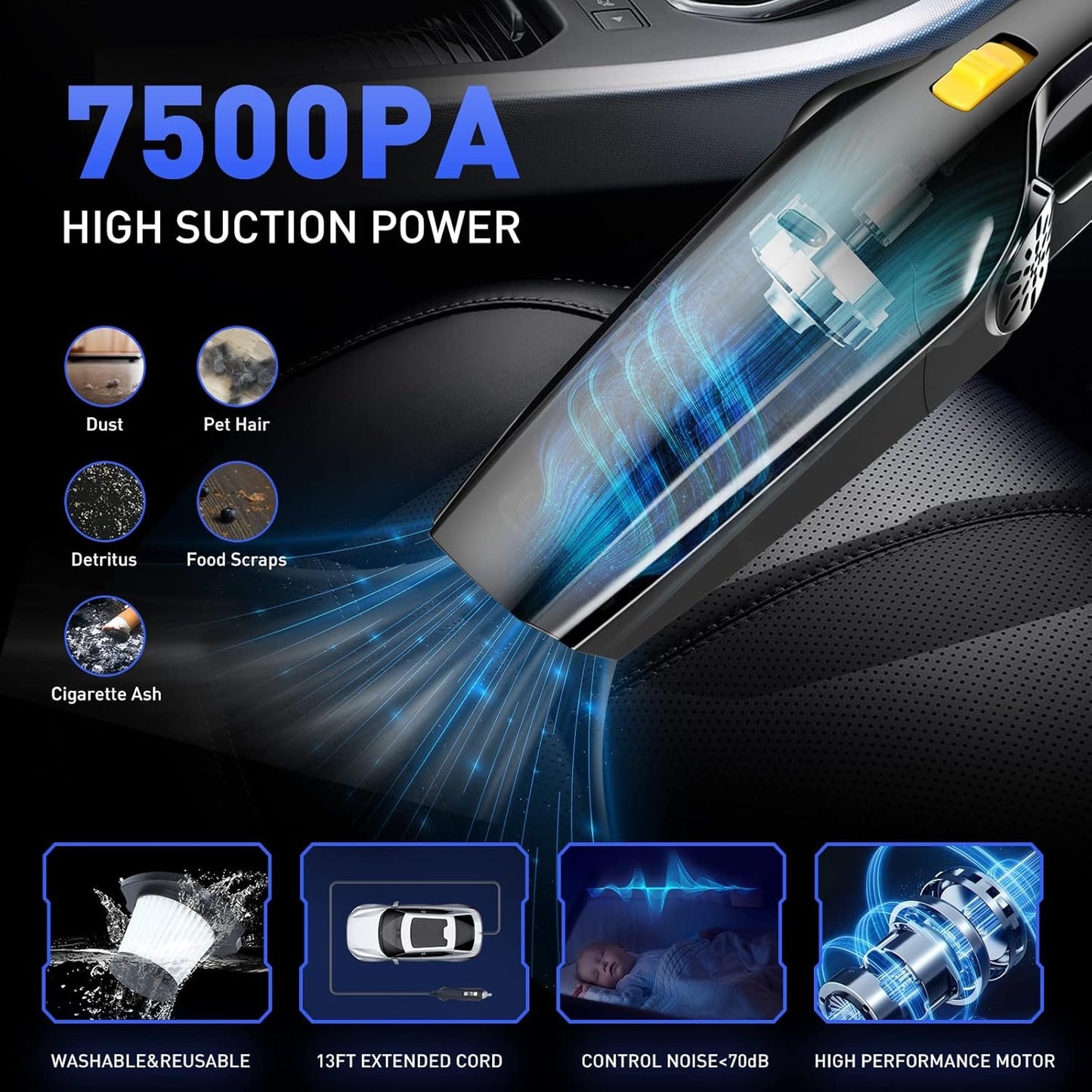 BGFJYUK 22Pcs Car Interior Detailing Kit with High Power Handheld Vacuum,Car Cleaning Kit,Detailing Brush Set, Windshield Cleaner,Car Wash Kit for Exterior Wheels