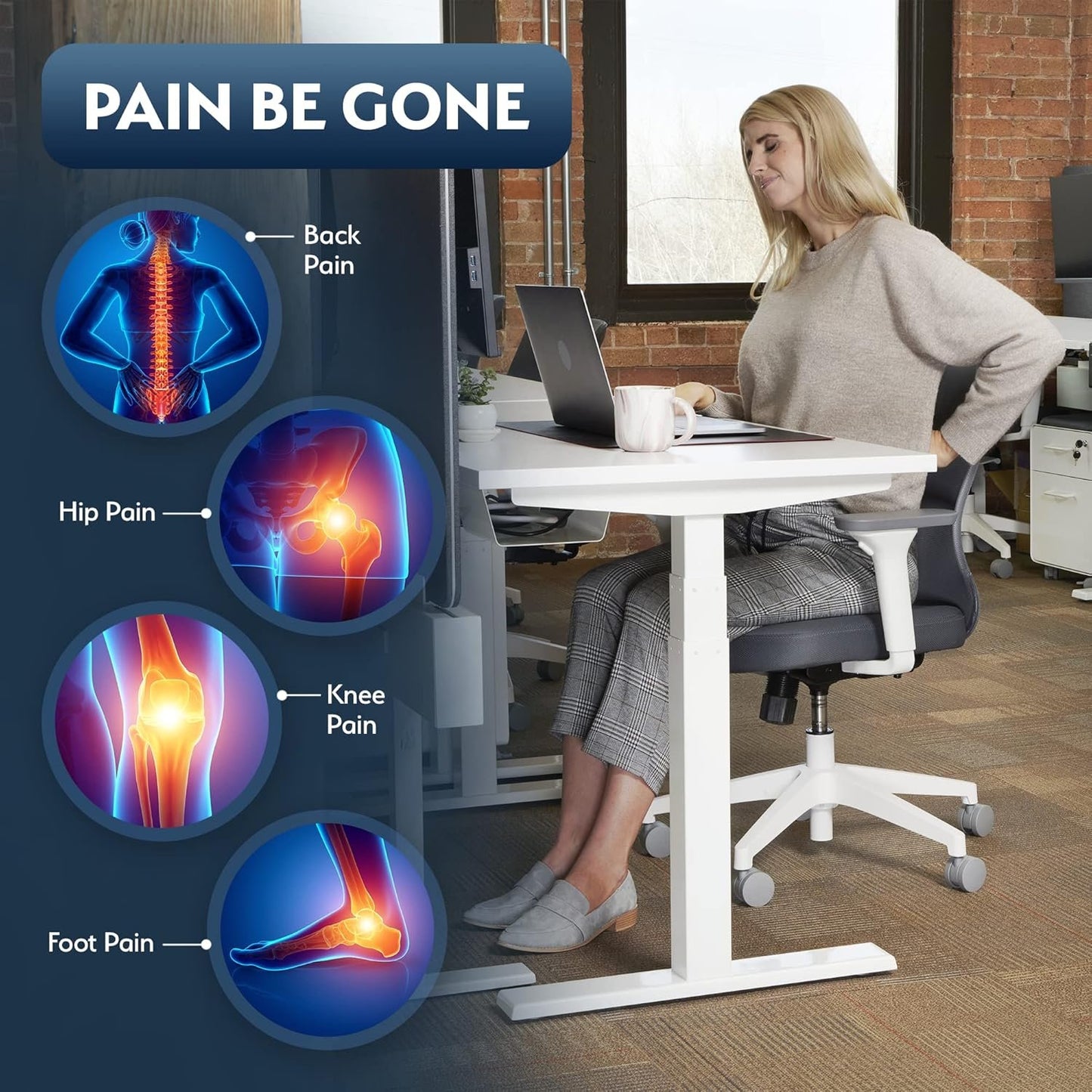 Sky Solutions Under Desk Foot Rest - Memory Foam, Ergonomic, Adjustable Footrest Cushion for Office Chair, Gaming Stool - Work from Home Essentials & Desk Accessories