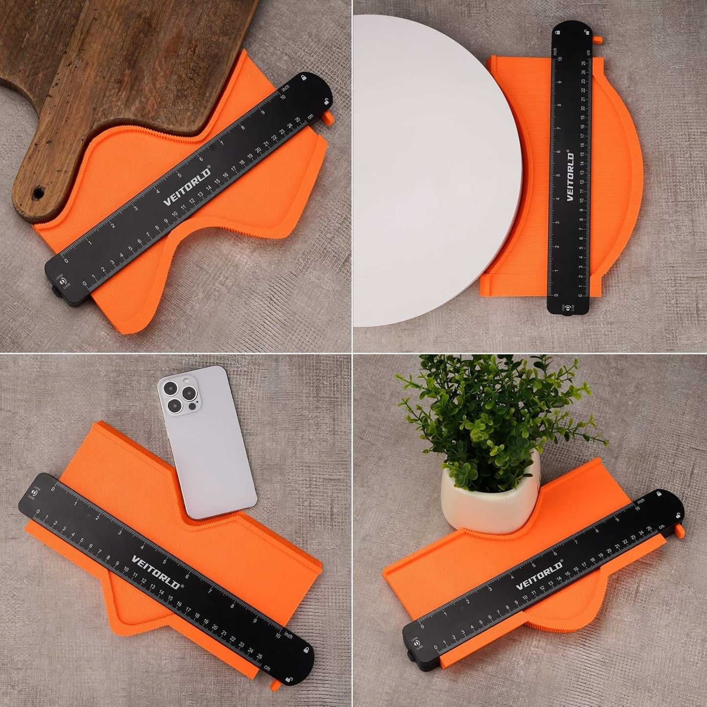 VEITORLD Contour Gauge Profile Tool (10 Inch), Fathers Day, Shape Duplicator with Lock, Unique Gifts for Men Dad Husband from Daughter Son Wife, Flooring Tools for Woodworking, Construction