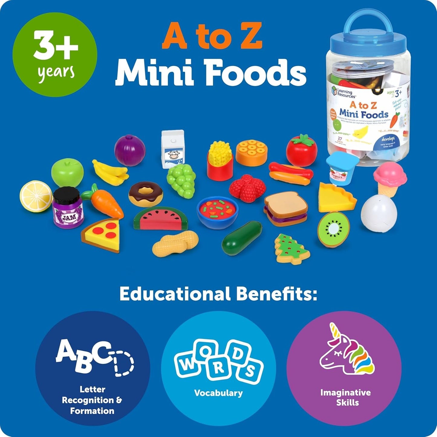 Learning Resources A to Z Mini Alphabet Food, Educational Toy from 3 Years, Montessori Alphabet Game