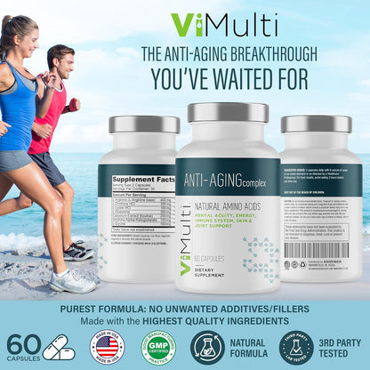Vitmulti Ultimate Wellness Bundle: Anti-Aging Supplement Pills & Energy Supplements for Men and Women, Natural Amino Acids & B Complex Multi Blend with Acai for Energy, Immune Health, 60 Capsules Each