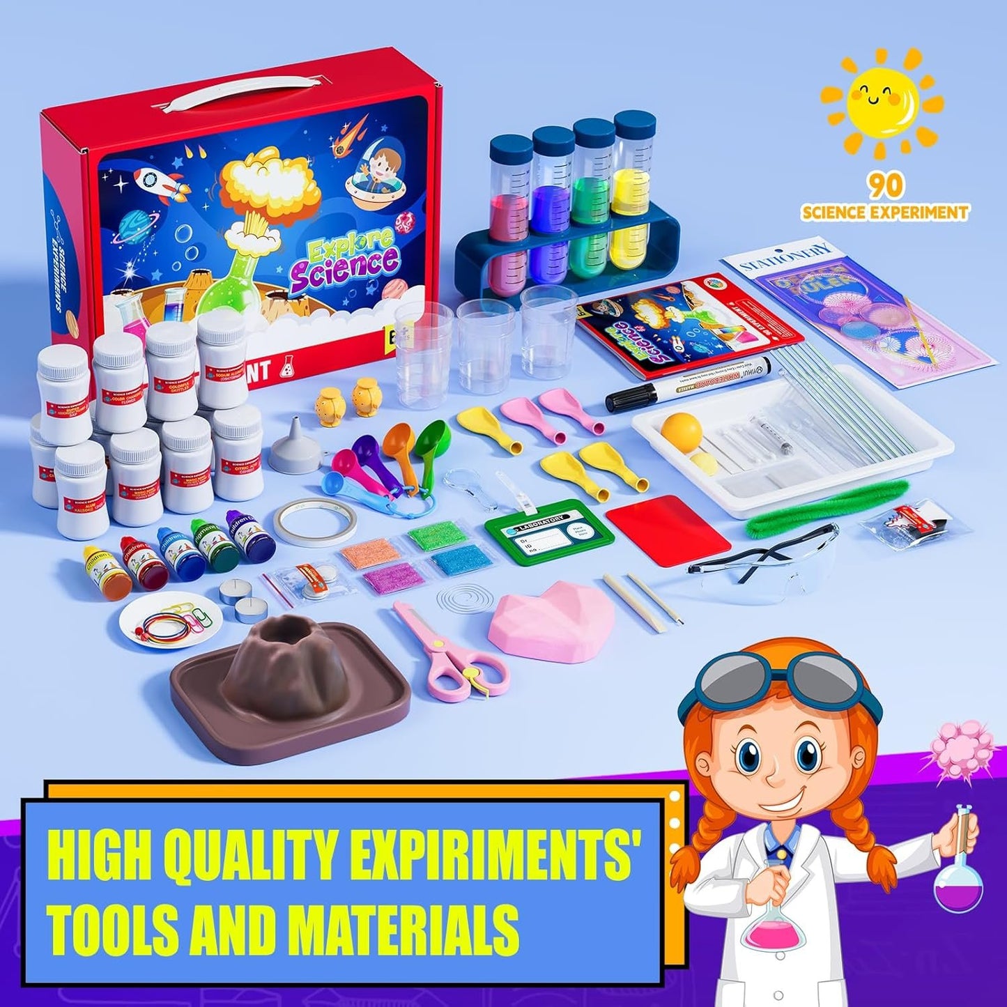Science Kit for Kids, 90 Science Lab Experiments, STEM Activities Scientist Toys Gifts for Age 4 5 6 7 8 9 10-12 Years Old Boys Girls, Chemistry and Physics Set Toys Educational Learning Set