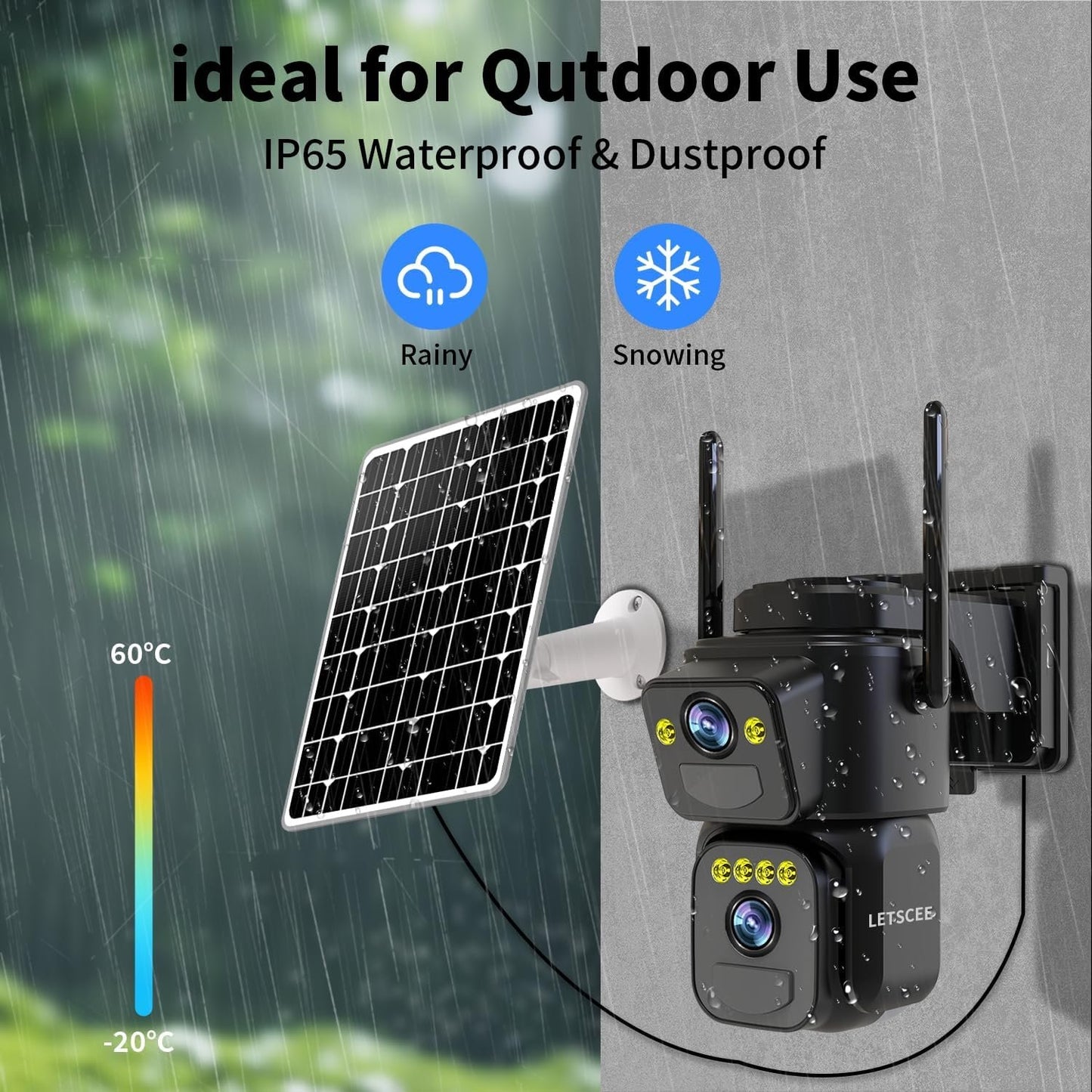 Security Cameras Outdoor WiFi,5G/2.4G Cameras for Home Security Solar Power with Dual Lens,Motion Detection,Night Vision,2-Way Audio,Weather Proof,No Subscription Fee