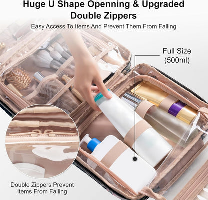 Everfun Hanging Travel Toiletry Bag for Women Traveling With Leakproof Compartment Makeup Cosmetic Organizer Dopp Kit Travel Accessories Essentials Must Have, Muted Green, Large, Travel Makeup Bag