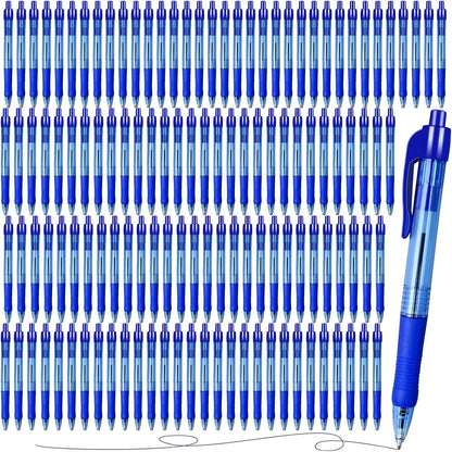 300 Pack Rollerball Pens, Retractable Ballpoint Pens with Grips for Smooth Writing, Gel Ink Pen for Office School Note Taking Class Drawing Art Stationery Supply (1.0mm Tip, Blue Ink)