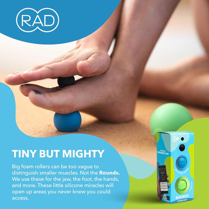 RAD Rounds I Set of 3 Massage Balls for Jaw, Hands and Plantar Fasciitis Myofascial Release, Mobility and Recovery,3 Count (Pack of 1)