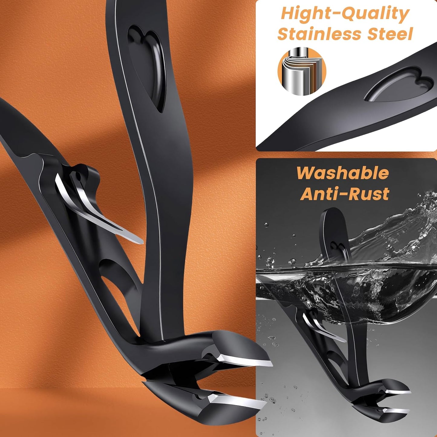 YESDEX Toe Nail Clippers - Wide Jaw Nail Clippers for Thick Nails, Professional Nail Cutter Care Kit for Seniors, Angled Head Toenail Clipper Set with Catcher for Men and Women, Travel Box for Gifts