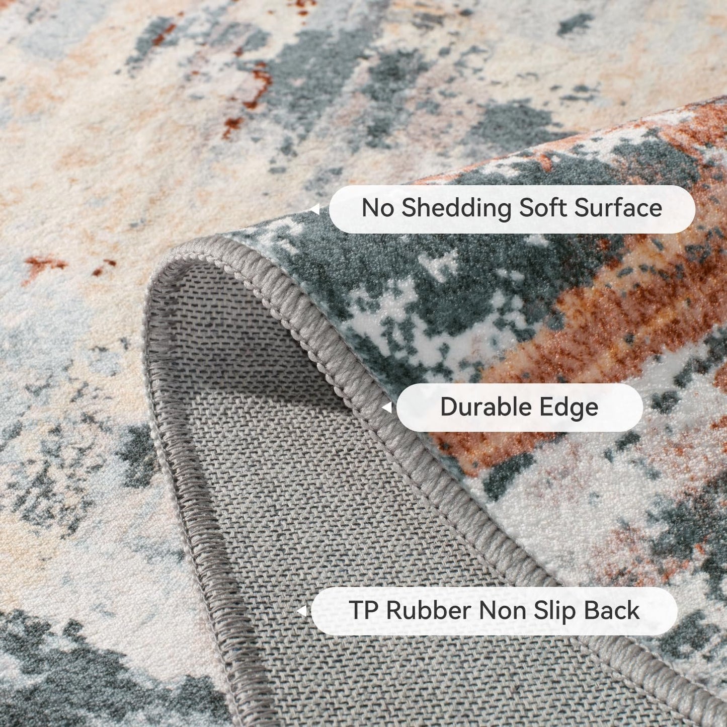 5x7 Abstract Rugs for Living Room-Washable Area Rug-Soft Rug for Bedroom-Neutral Non Slip Indoor Floor Carpet for Apartment Dining Room Nursery Home Decor