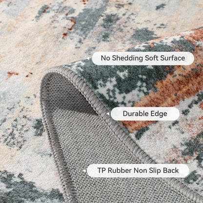 5x7 Abstract Rugs for Living Room-Washable Area Rug-Soft Rug for Bedroom-Neutral Non Slip Indoor Floor Carpet for Apartment Dining Room Nursery Home Decor