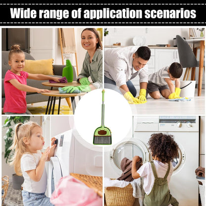 Toddler Broom Set, Kids Broom Dustpan Combo, Play Learn Educational Toy for Pretend Cleaning at Home and Preschool, 7.28x5.12x22.05 inches, Green, Pink