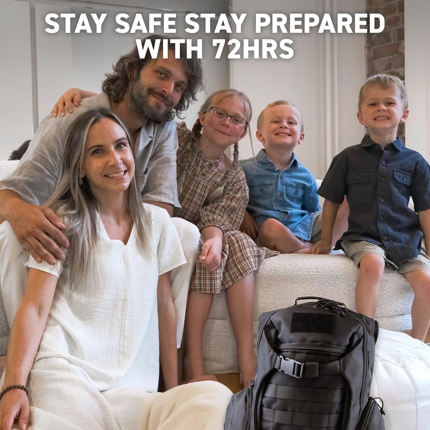 72HRS Deluxe Emergency Preparedness Kits - 3 Day Survival Backpack or Bug Out Bags for Earthquake, Hurricane, Tornado, Flood, Tsunami, Wildfire, Bad Weather and Other Disasters (1 Person, Black)