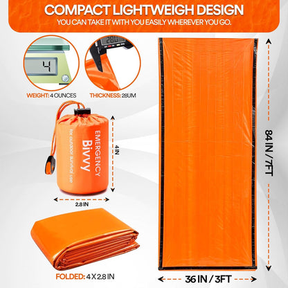 Emergency Sleeping Bags for Survival, with Whistle, Portable Bivy Sleeping Bag Waterproof Blanket for Camping Hiking and Other Outdoor Activities