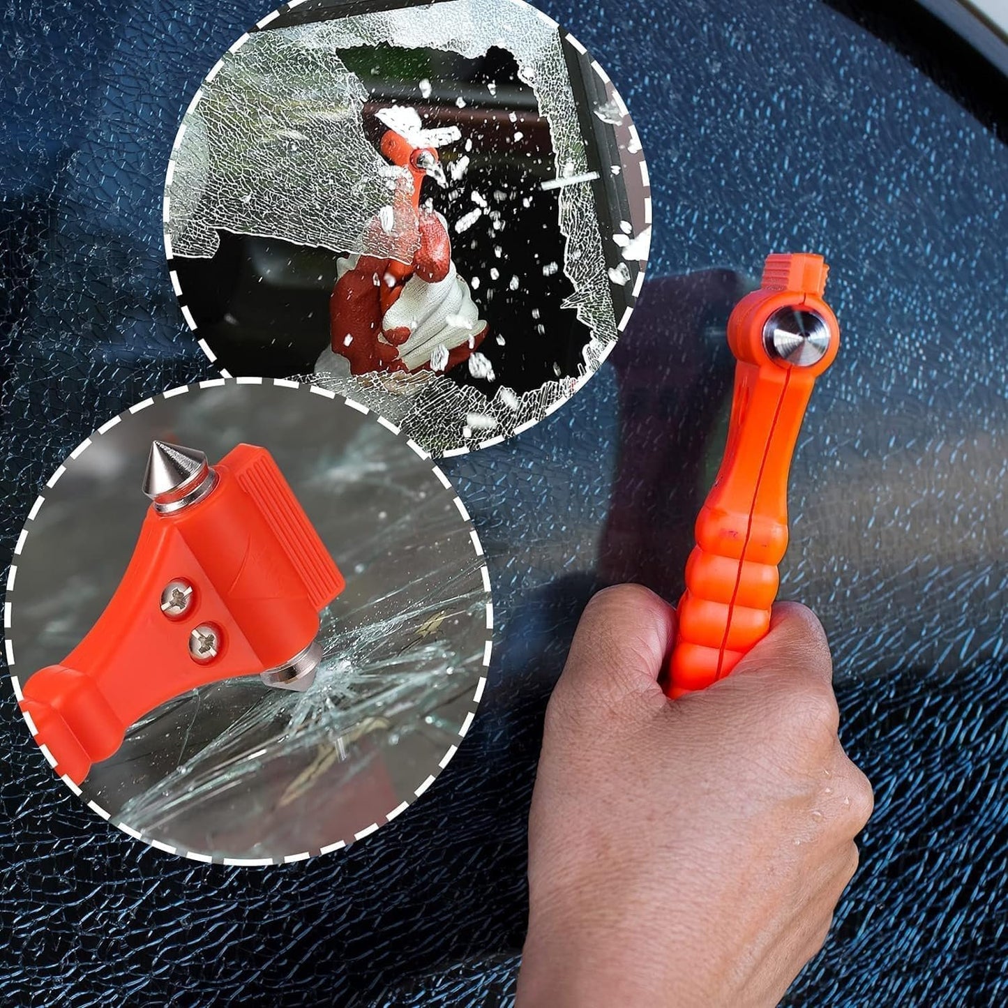 Starvortex 4 Pack Window Breaker Seatbelt Cutter, Car Emergency Kit of 4 Seat Belt Cutter, 2-in-1 Car Window Breaker, Car Essentials Glass Breaker with 2 Whistles, Glass Breaker for Truck, Bus