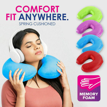 [2PCS] Swosh Travel in Comfort with 2 Pcs Memory Foam Neck Pillow, 28 x 28 x 10cm - Removable Cover, Comfortable, Blue and Green