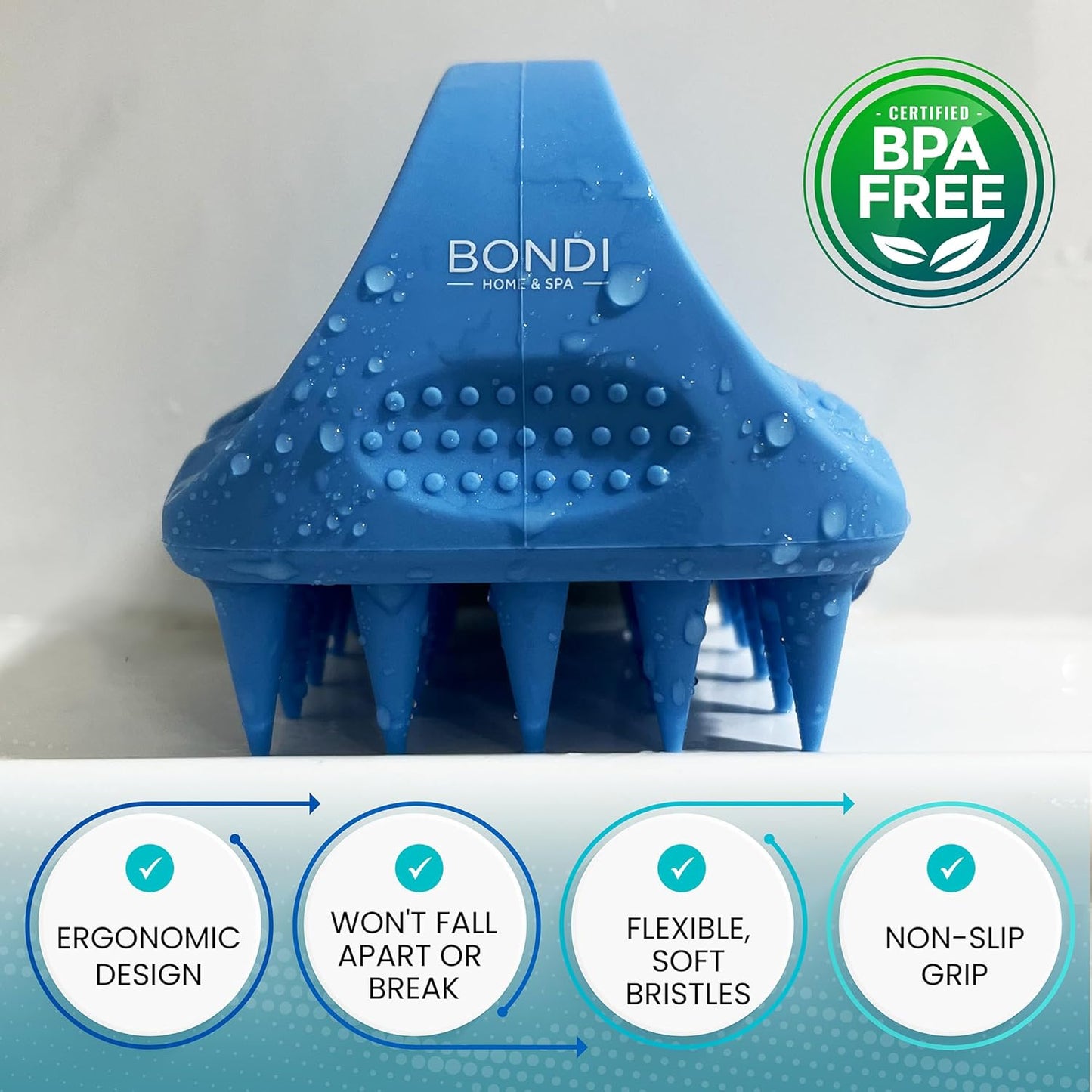 Bondi Home Spa - Hair Scalp Massager - Shampoo Brush for Scalp-Care - Promotes Healthy Hair Growth - 100% Premium Silicone Scalp Brush to Exfoliate & Refresh
