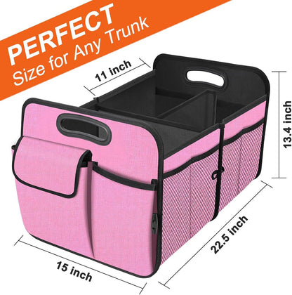 HABOPET Collapsible Car Storage - Multi-Compartment Organizer for SUV, Car, Mini-Van, Pink