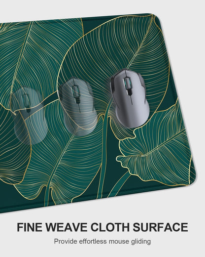 Auhoahsil Large Mouse Pad with Wrist Support Set of 3, Memory Foam Keyboard Rest + XXL Extended Gaming Pad, Ergonomic Desk for Women Men, Teal Beach Palm Tree Leaves, XX-Large
