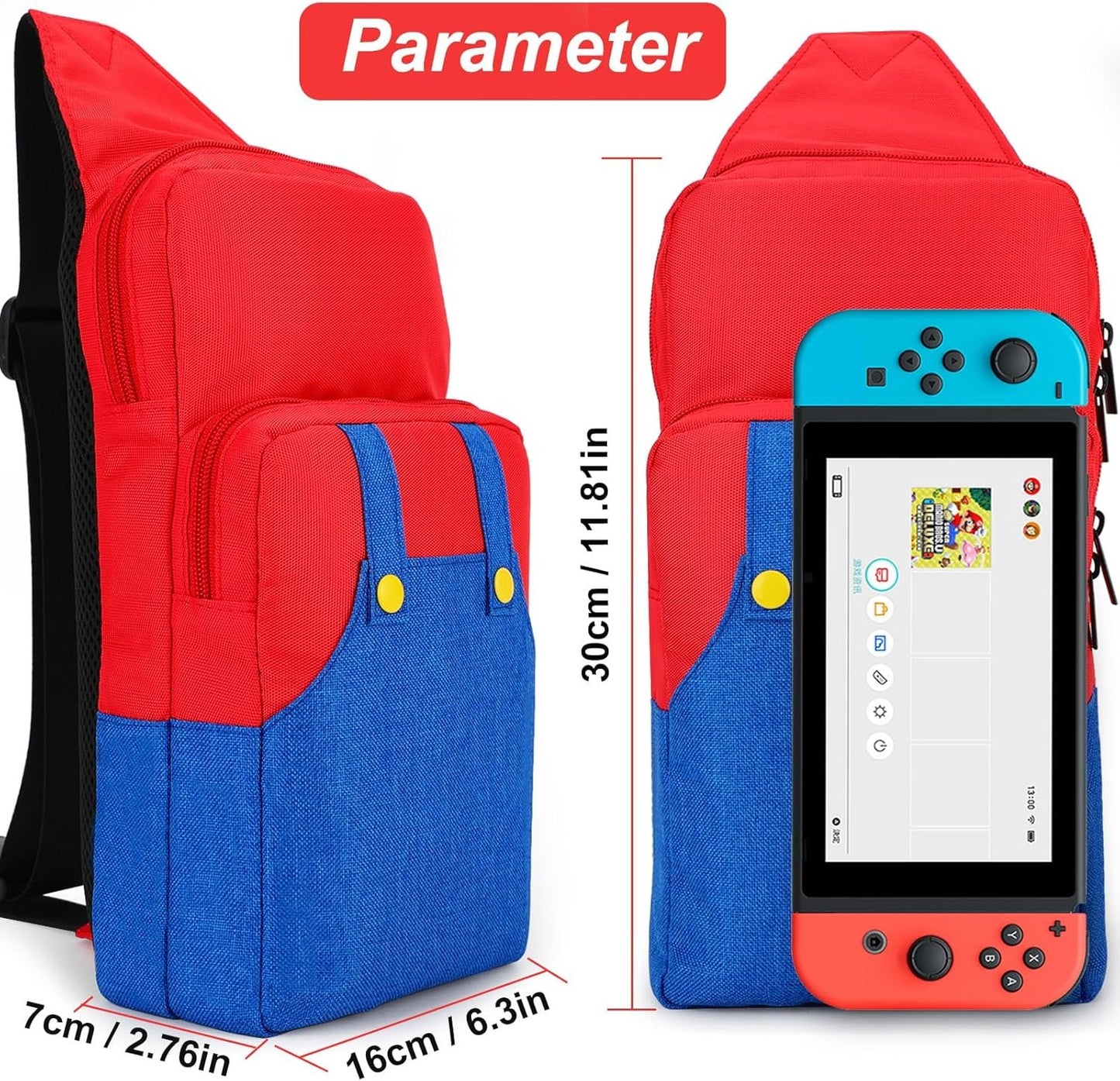 Owngen Cute Travel Bag for Nintendo Switch/Lite/OLED, Portable Small Sling Crossbody Shoulder Carrying Storage Backpack for NS Consolo, Charging Dock, Joy-Cons, Accessories for Men, Women