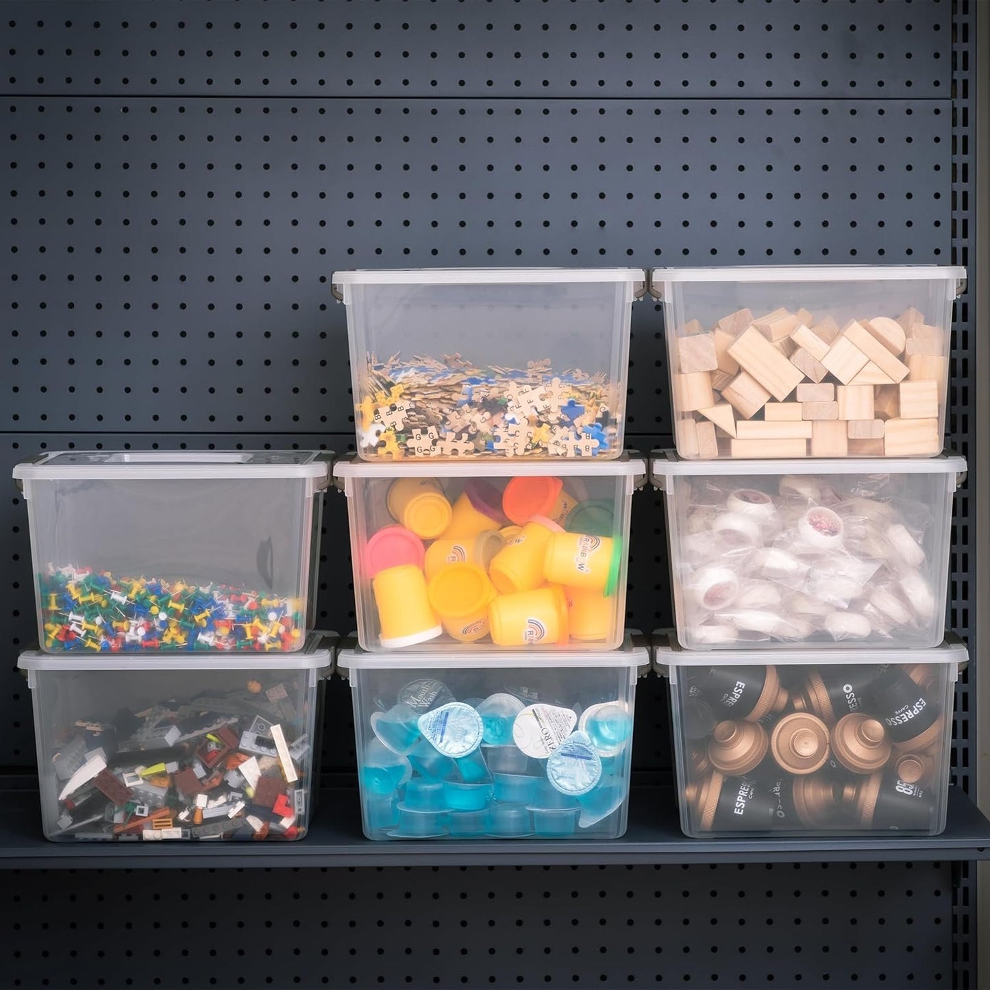 Citylife 8 Packs 5.3QT. Plastic Storage Bins with Latching Lids Clear Storage Box with Handle Stackable Stoage Containers for Organizing Toys, Crafts, Legos, Tools