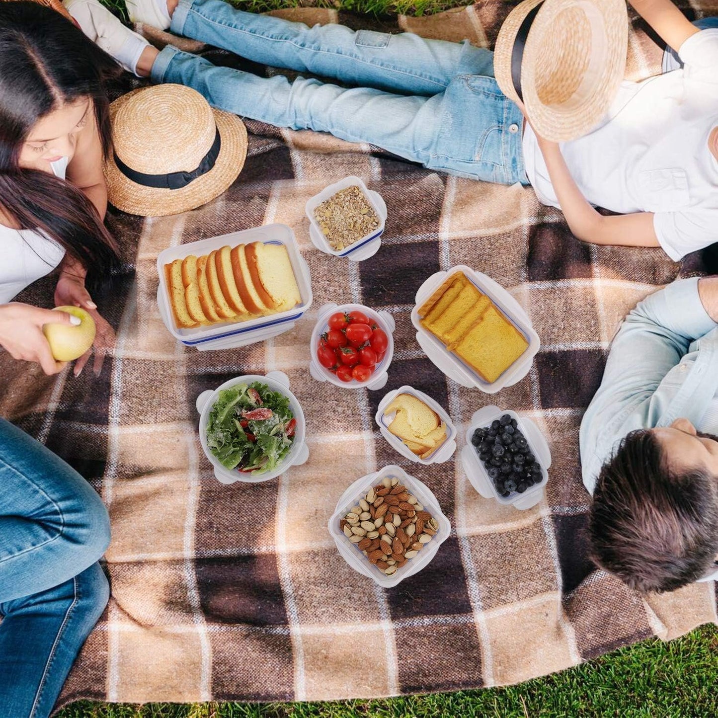 Food Storage Containers with Lids Airtight, Plastic Food Container Set, SIKITUT Airtight Storage Containers(8 Pack) for Home, Kitchen, Leak Proof, BPA-Free