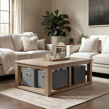 DECOMOMO Storage Baskets for Shelves Robust Closet Storage Bins for Clothes, Books, Toy Organization (Pack of 3 - Charcoal)