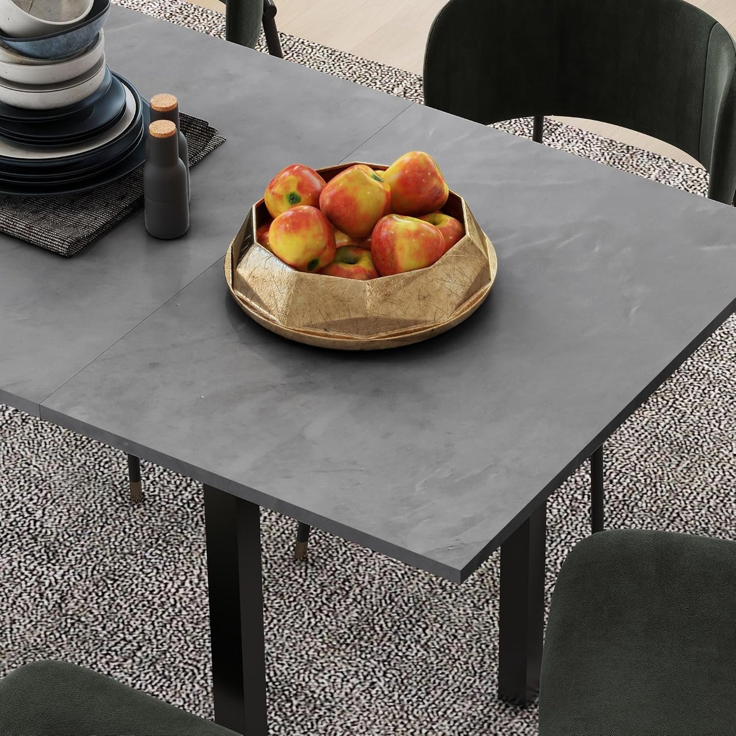 HOMCOM Expandable Dining Table with Detachable Side, Folding Kitchen Table for 6 People, Extending Table with Steel Frame for Small Spaces, Dark Grey