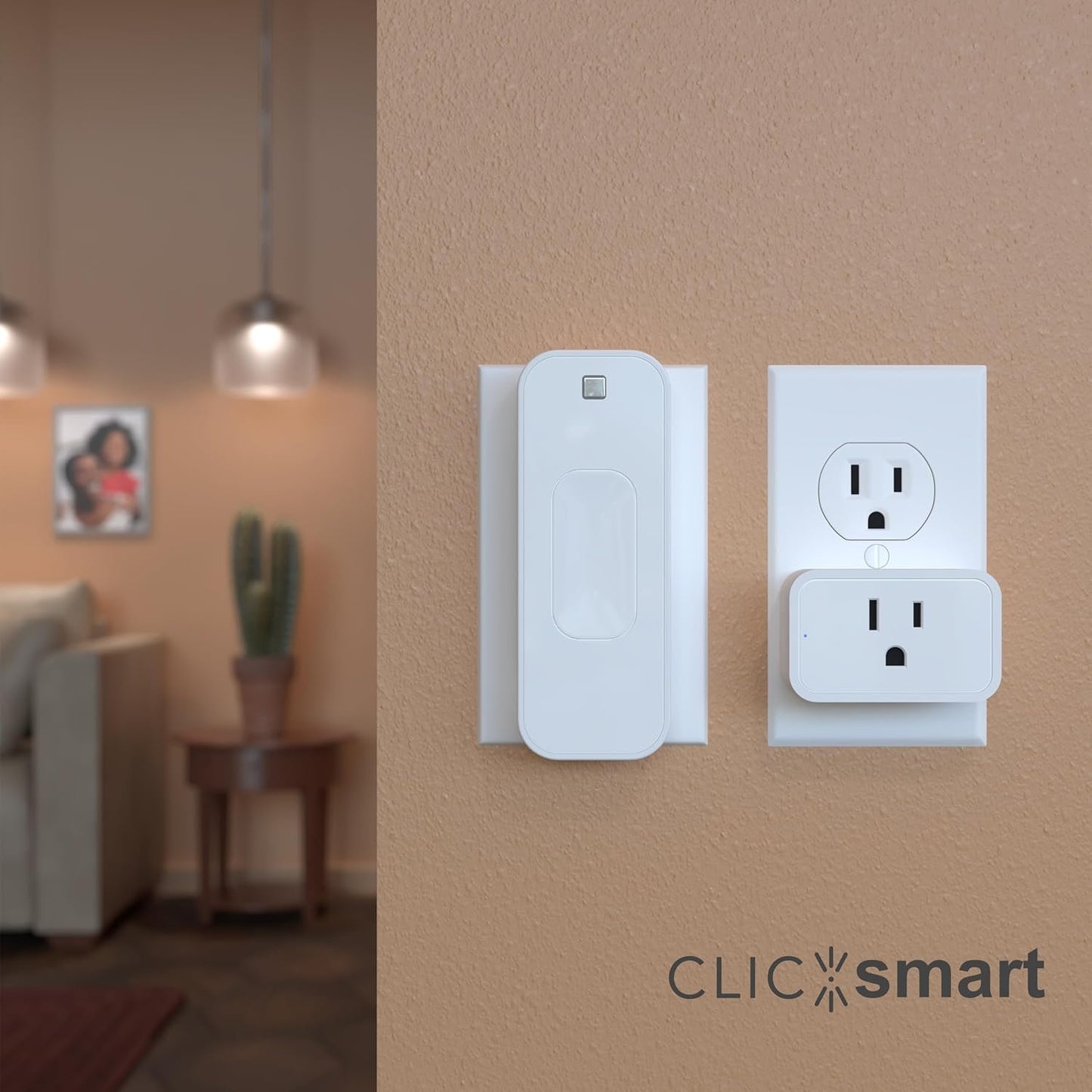 ClicSmart Rocker Smart Home Lighting Automation Starter Kit for Rocker Style Wall Switches Includes One WiFi Outlet Smart Plug and One Magnetic Bluetooth Rocker Switch Controller Free ClicSmart App