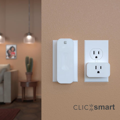 ClicSmart Rocker Smart Home Lighting Automation Starter Kit for Rocker Style Wall Switches Includes One WiFi Outlet Smart Plug and One Magnetic Bluetooth Rocker Switch Controller Free ClicSmart App